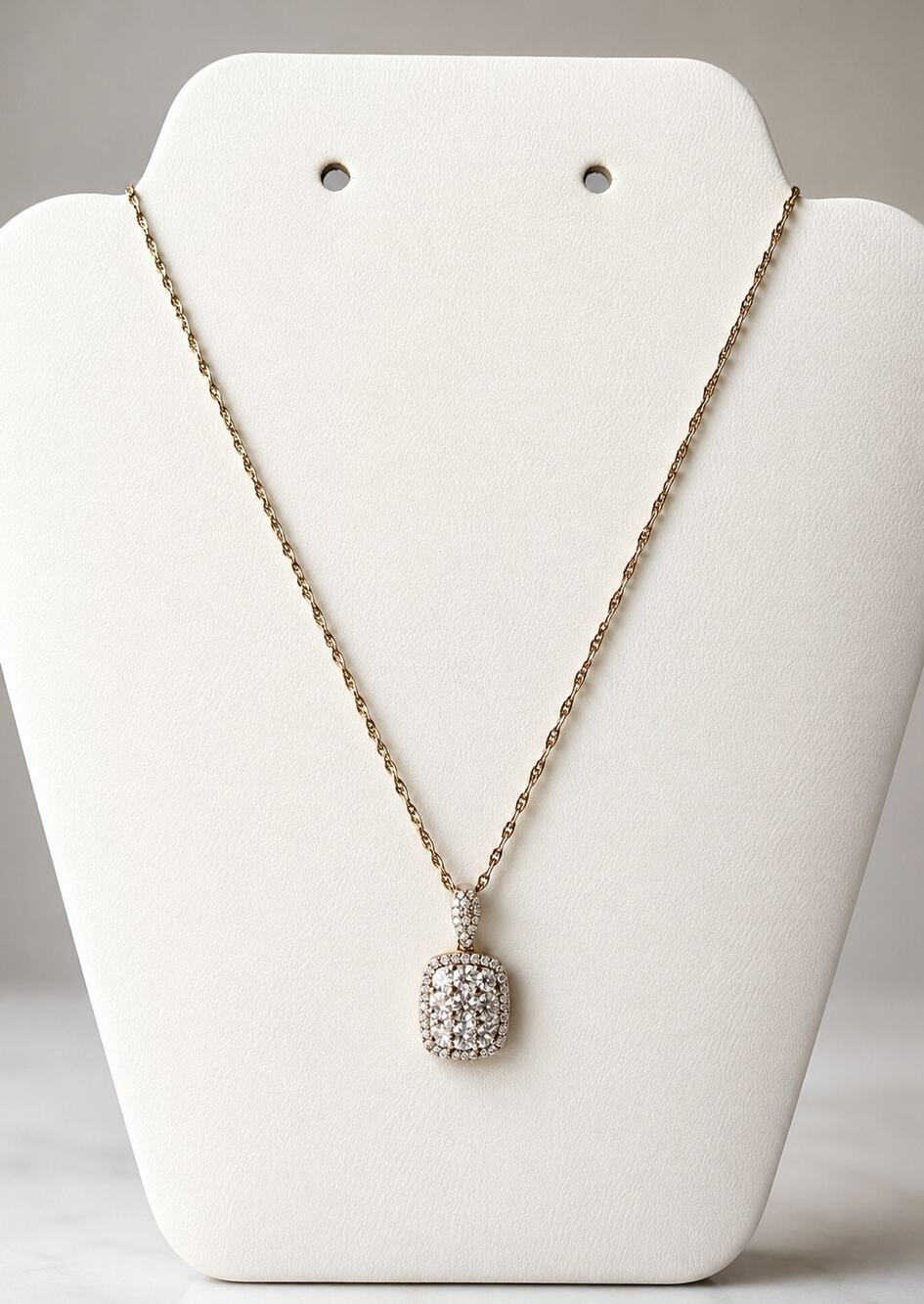 Cate’i Argent Gold Over 925 Sterling Silver CZ Halo Pendant Necklace 18” NWT